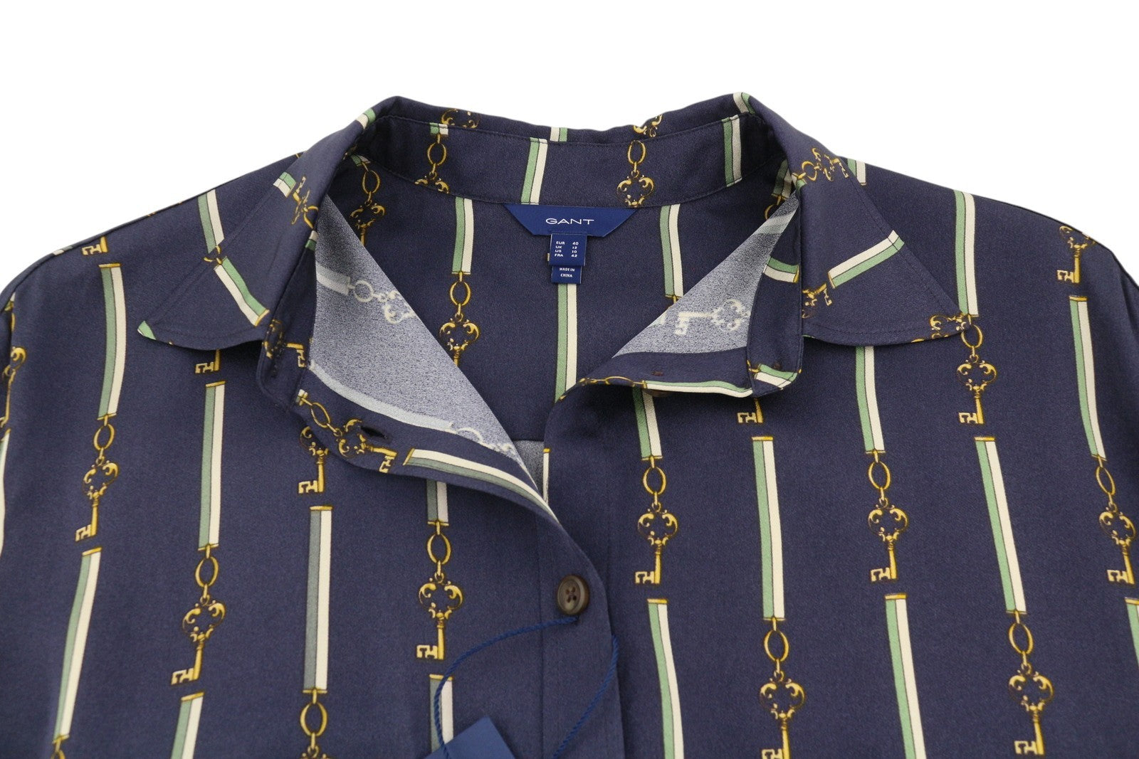 GANT American Luxe Women Dress EU40 Evening Blue Button-Up Side Split RRP375