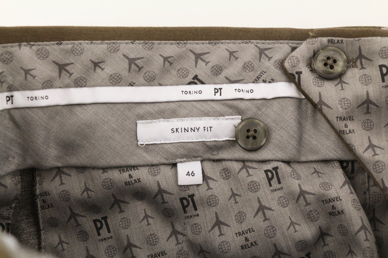 PT TORINO Skinny Fit Men's 46 W31 Mid Brown Chino Zipper Pocket Casual Pants