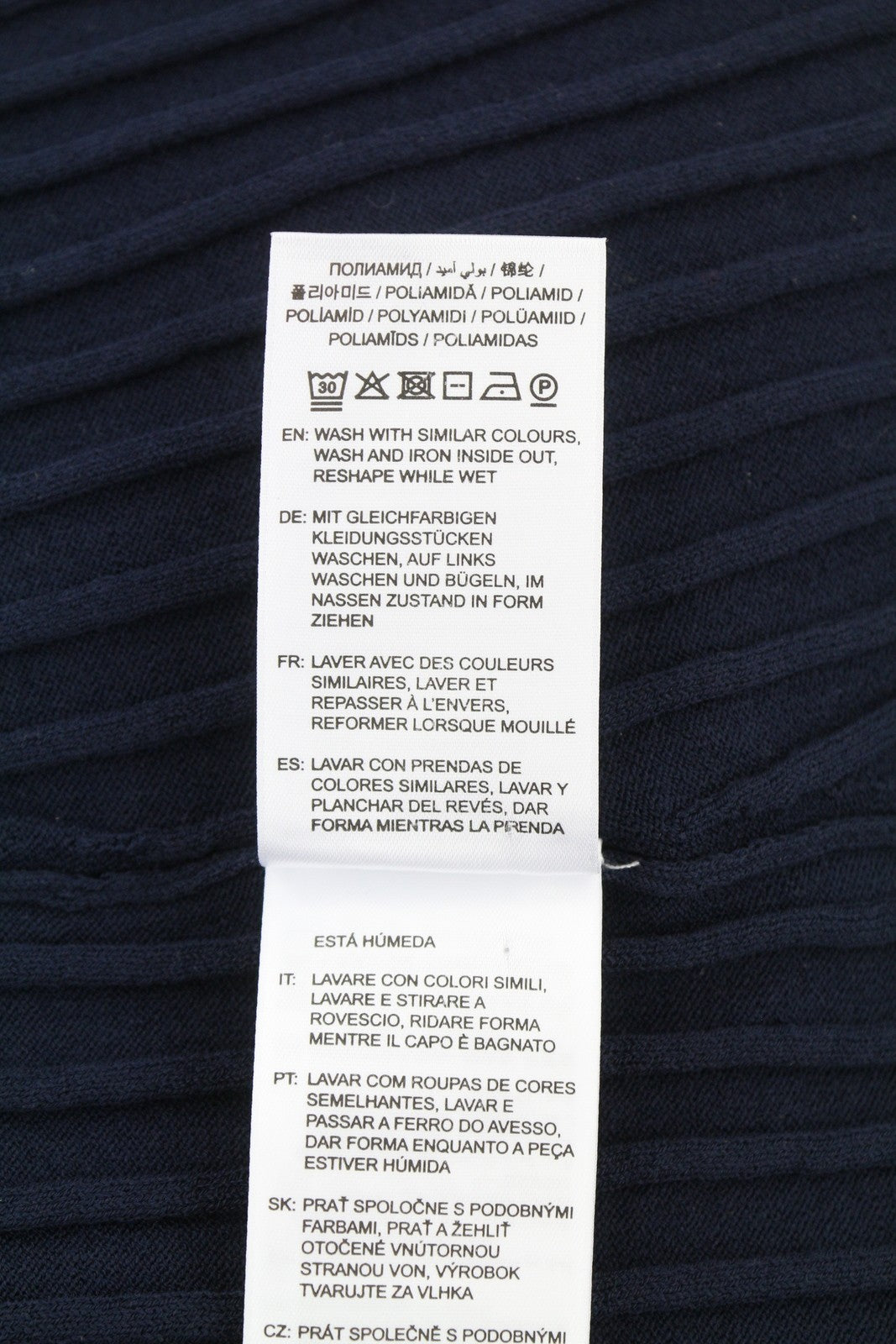 GANT Ribbed C-Neck Women Dress M Evening Blue Navy Knitted Midi Long Sleeve