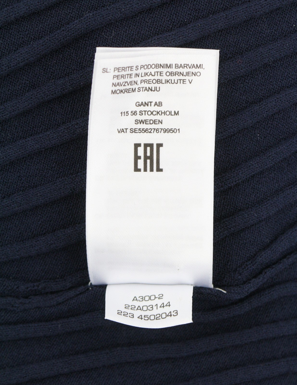 GANT Ribbed C-Neck Women Dress M Evening Blue Navy Knitted Midi Long Sleeve