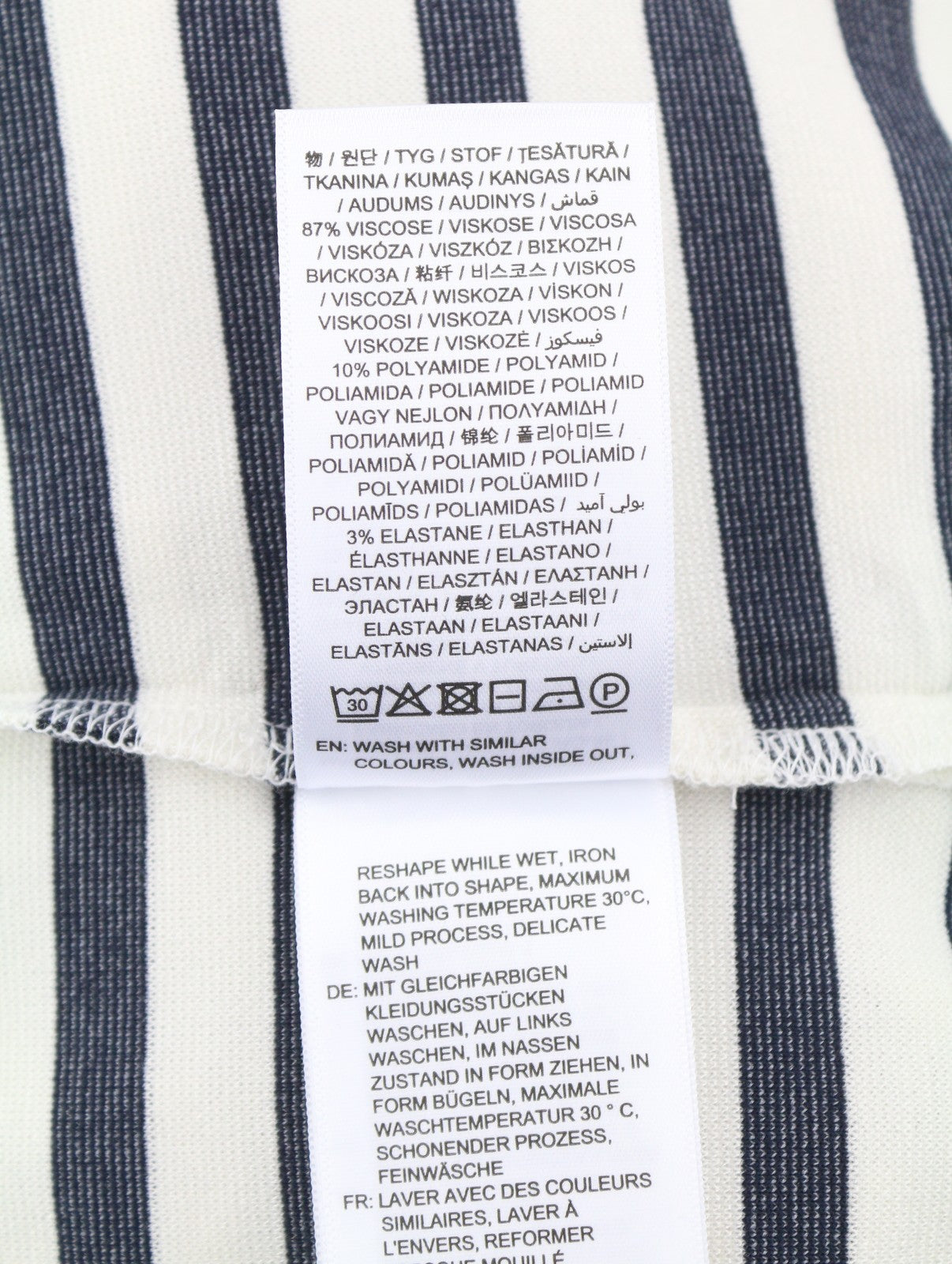 GANT Icon G Striped Jersey Women Dress S Evening Blue Crew Neck Short Sleeve