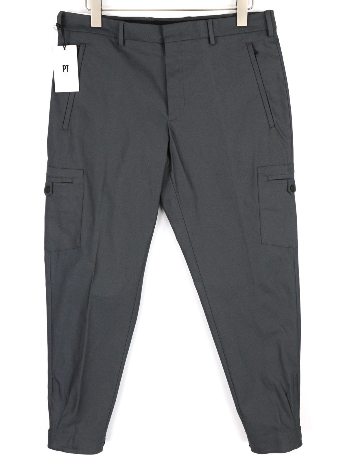 PT TORINO Gamma Men's 52 W37 Dark Cargo Zip Fly Fastener Hem Utility Trousers