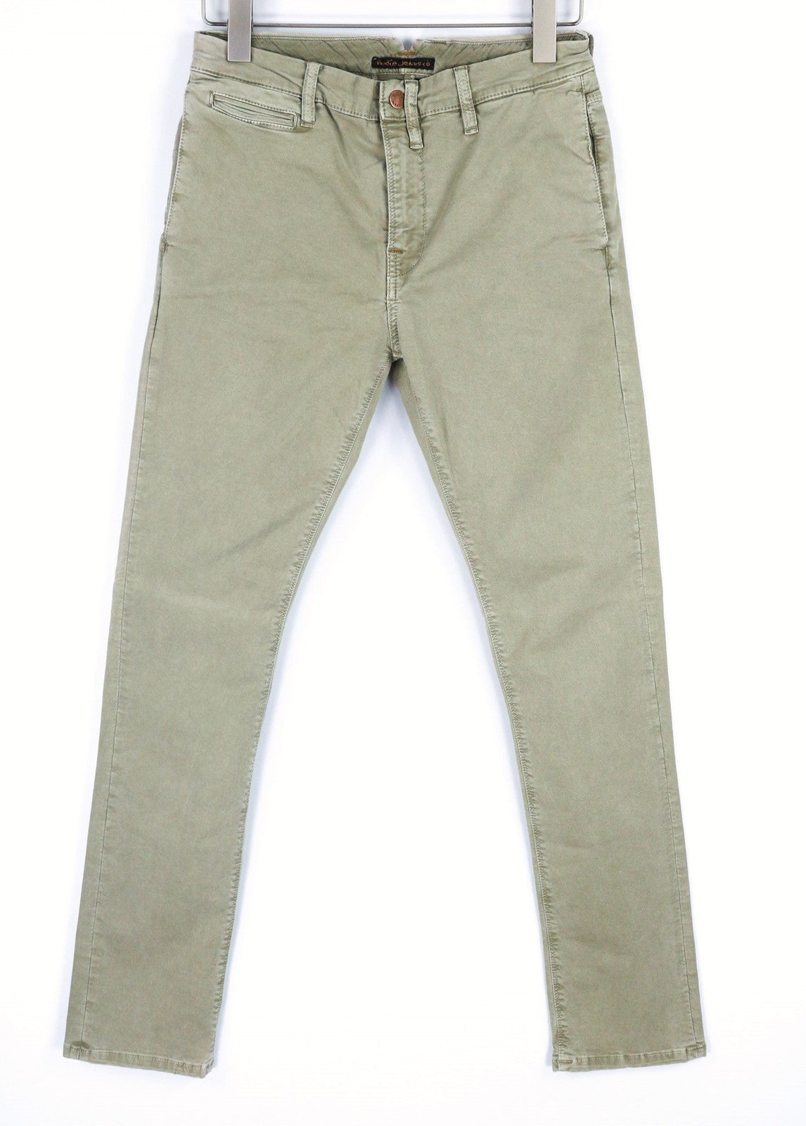 NUDIE JEANS Khaki Tight Men's W30/L32 Organic Dusty Skinny Zipper Light Jeans