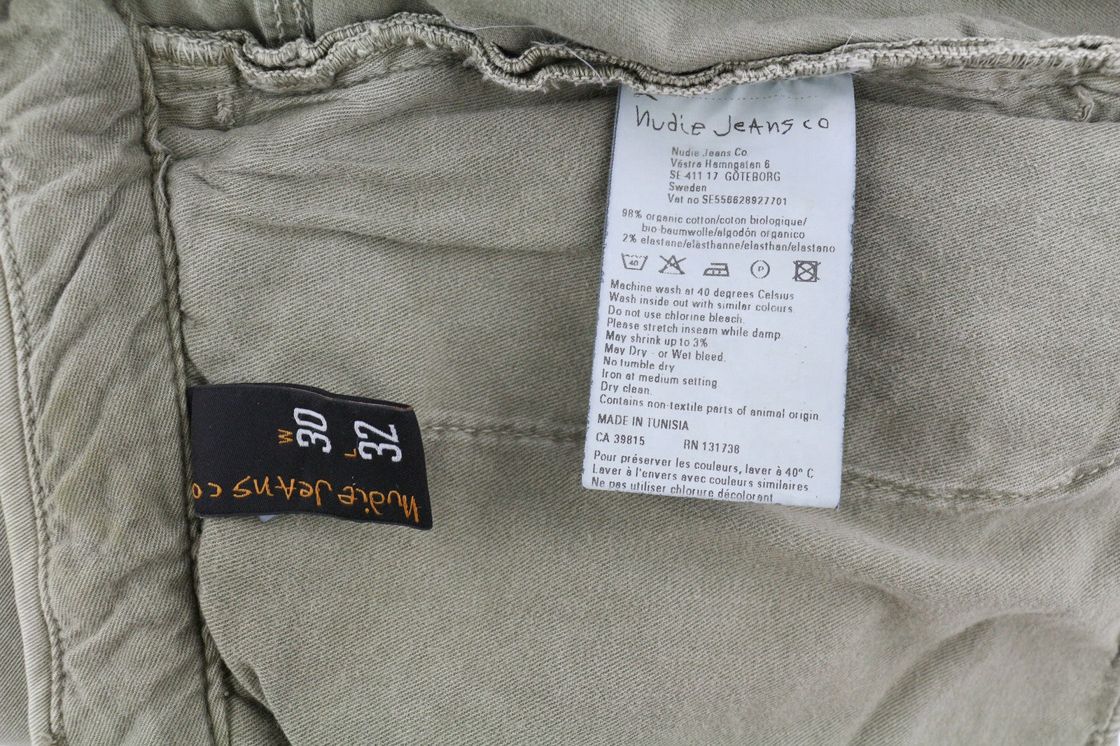 NUDIE JEANS Khaki Tight Men's W30/L32 Organic Dusty Skinny Zipper Light Jeans