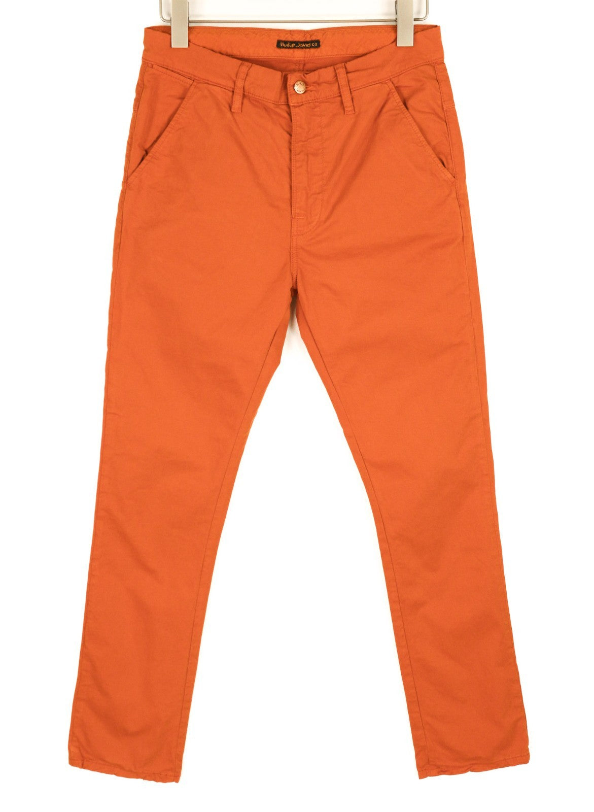NUDIE JEANS Khaki Slim Men's W30/L30 Organic Warm Orange Zip Casual Chino Pants