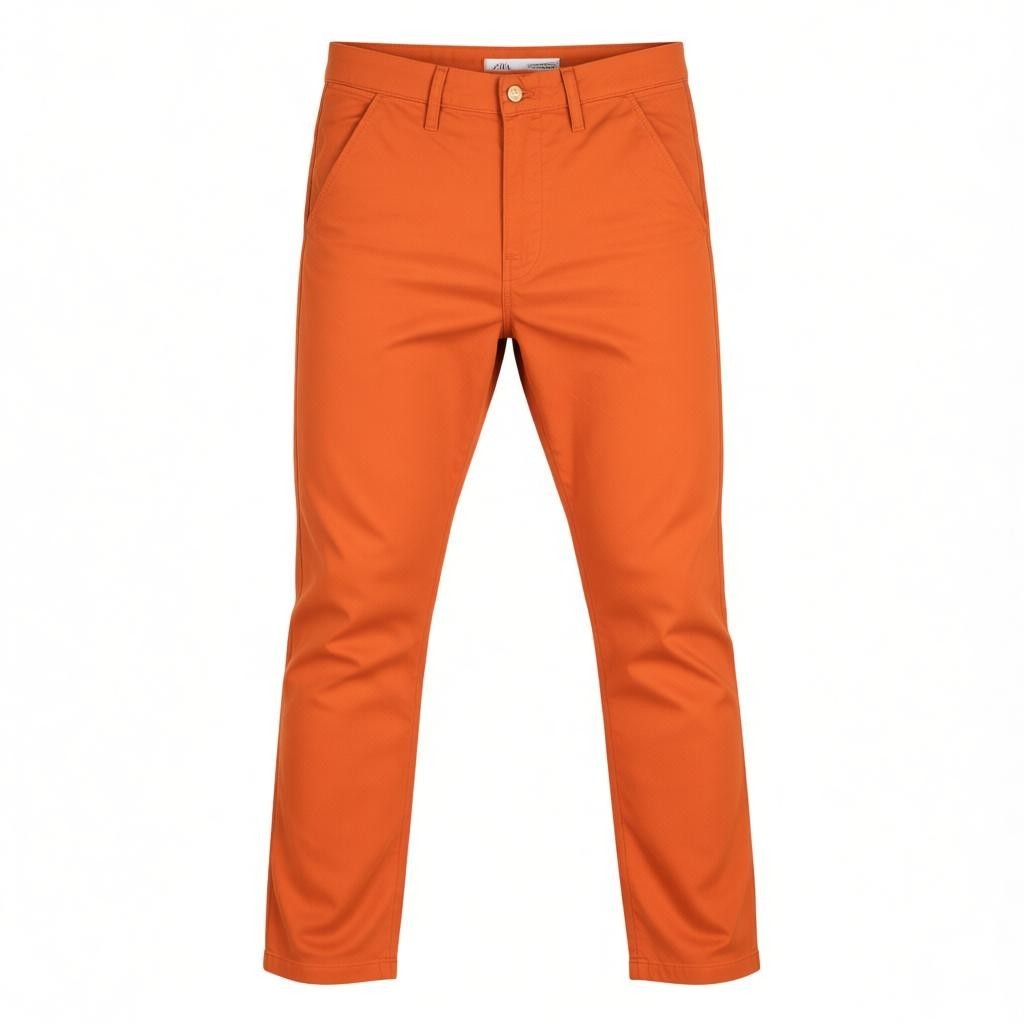 NUDIE JEANS Khaki Slim Men's W29/L32 Organic Warm Orange Zip Casual Chino Pants