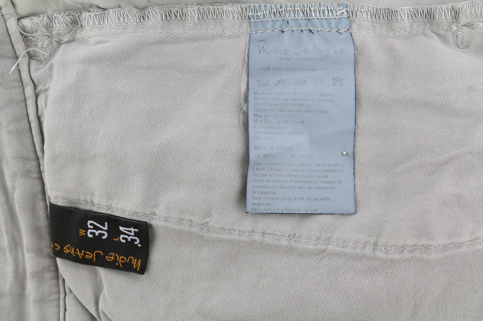 NUDIE JEANS Khaki Regular Men's W32/L34 Organic Moon Dust Chino Buttoned Pants