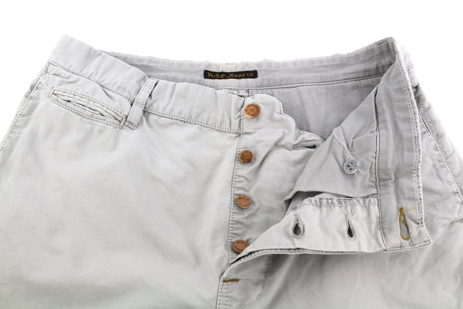 NUDIE JEANS Khaki Regular Men's W32/L34 Organic Moon Dust Chino Button Pants