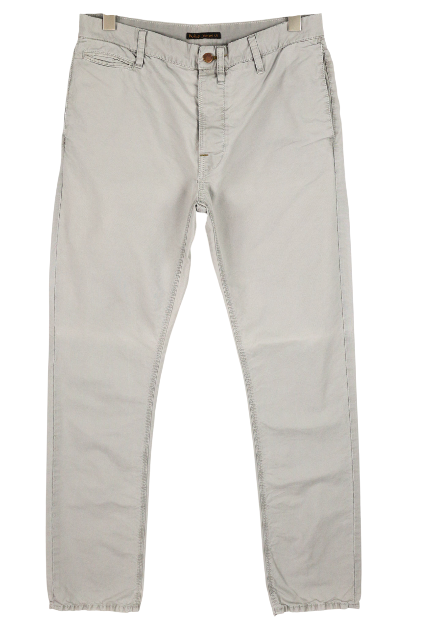 NUDIE JEANS Khaki Regular Men's W32/L34 Organic Moon Dust Chino Button Casual
