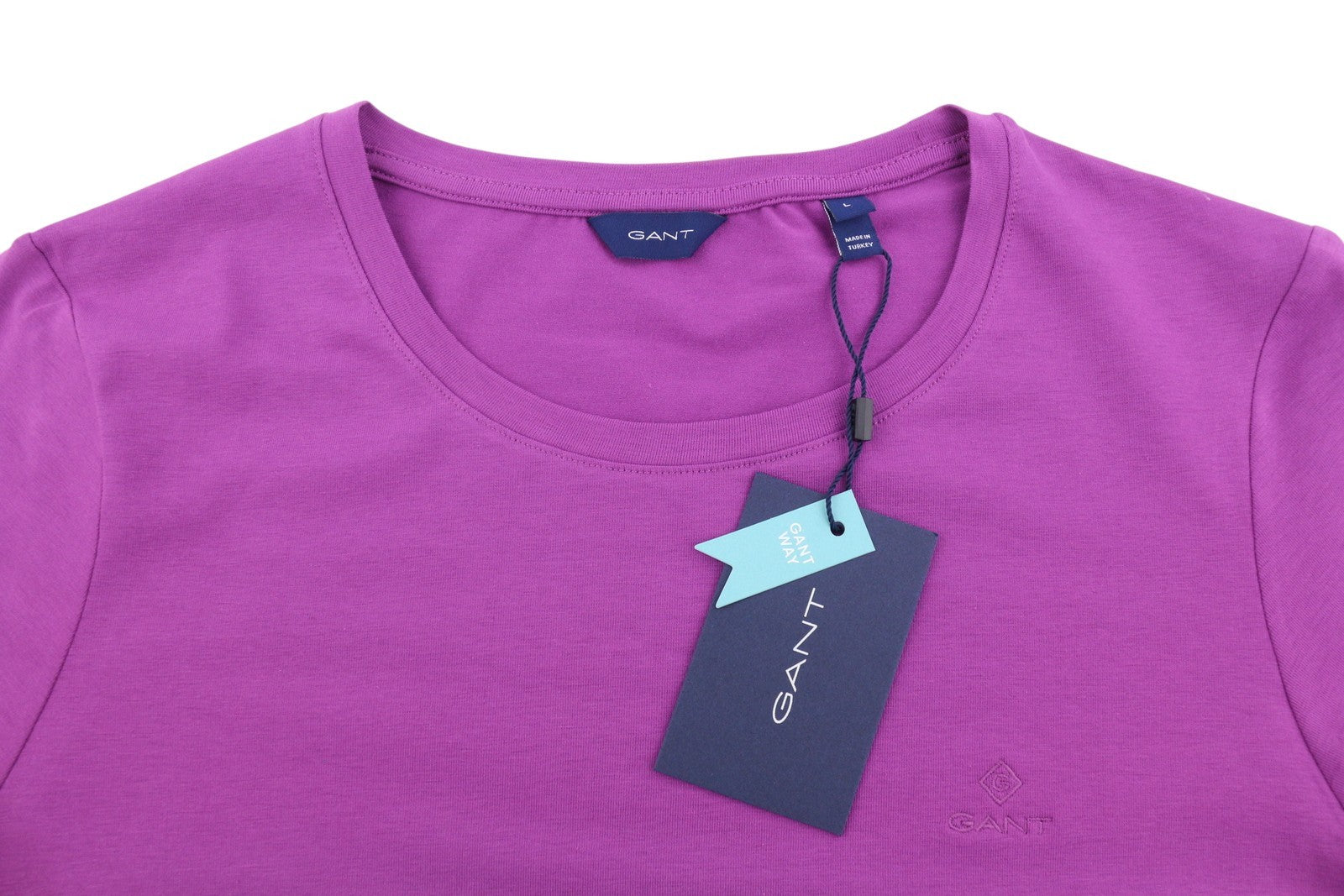 GANT Women T-Shirt L Grape Purple Crew Neck Tricot Short Sleeve