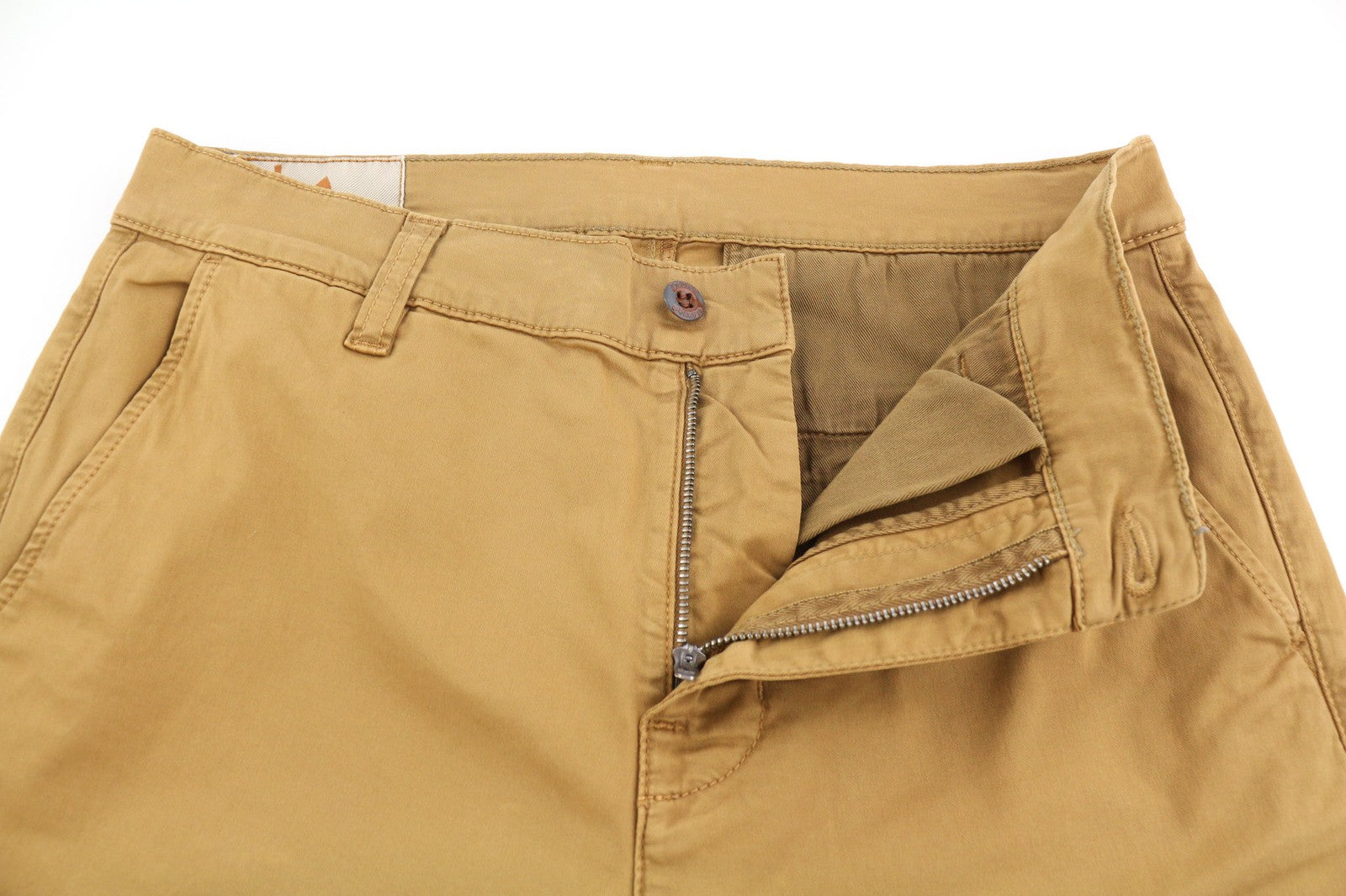 NUDIE JEANS Easy Alvin Men's W30/L30 Camel Chino Slim Zipper Pocket Trousers