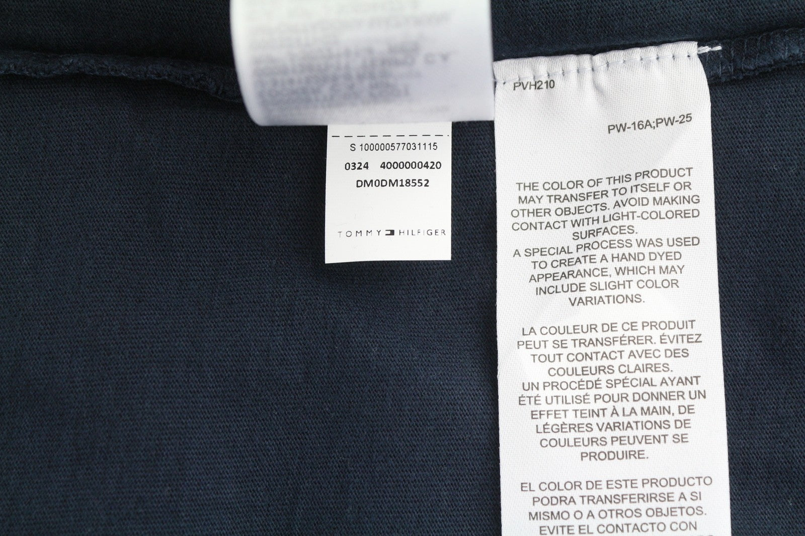 TOMMY HILFIGER Men T-Shirt L Dark Blue Crew Neck Tricot Logo Short Sleeve