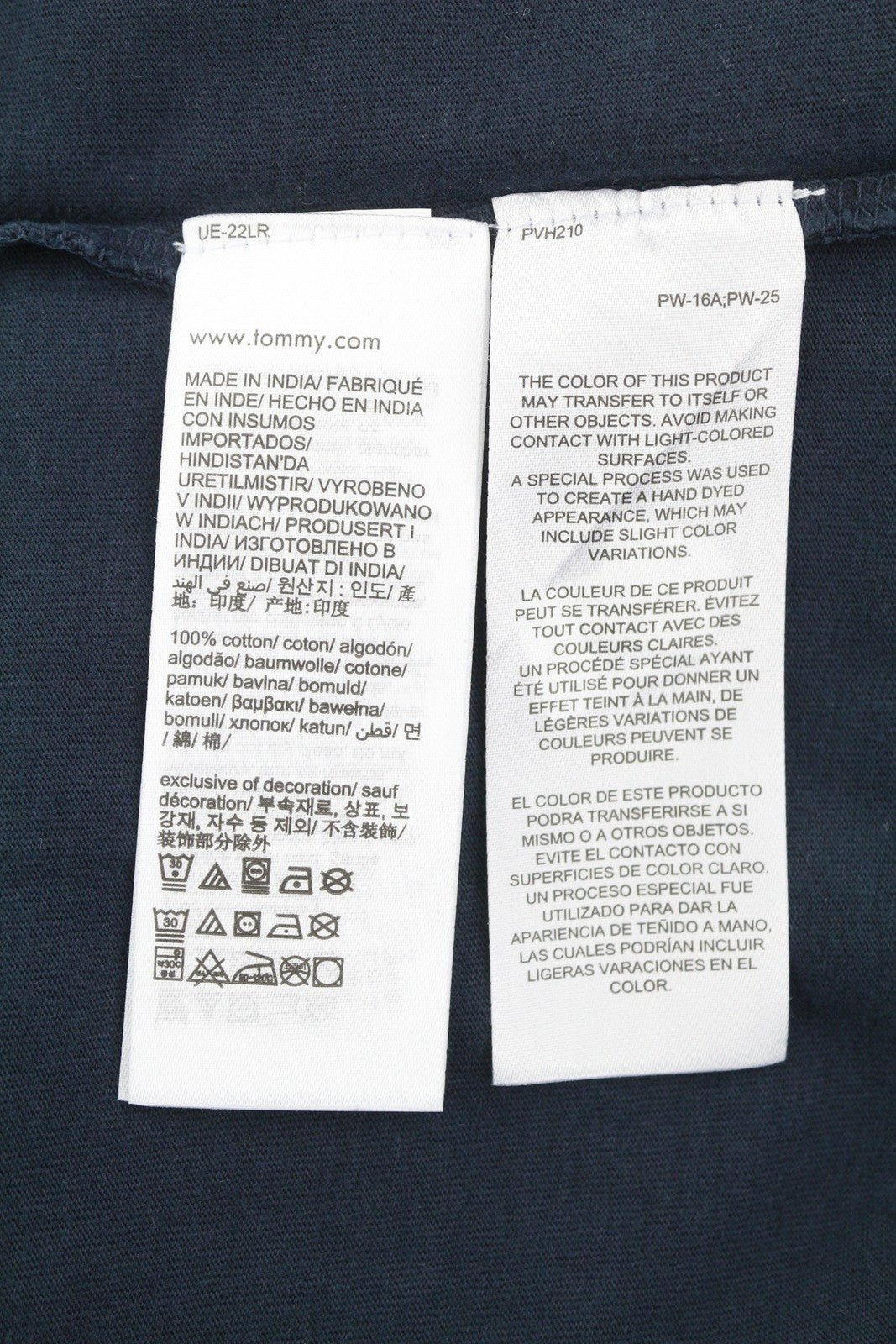 TOMMY HILFIGER Men T-Shirt M Dark Blue Crew Neck Tricot Logo Short Sleeve