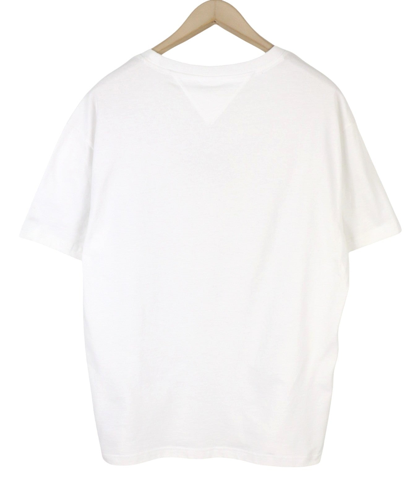 TOMMY HILFIGER Men T-Shirt XL White Crew Neck Front Logo Tricot Short Sleeve