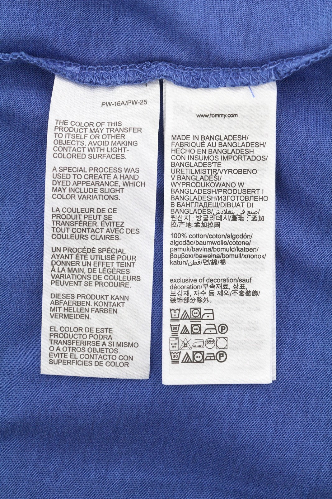 TOMMY HILFIGER Slim Washed Pocx Men T-Shirt L Blue Crew Neck Tricot Short Sleeve