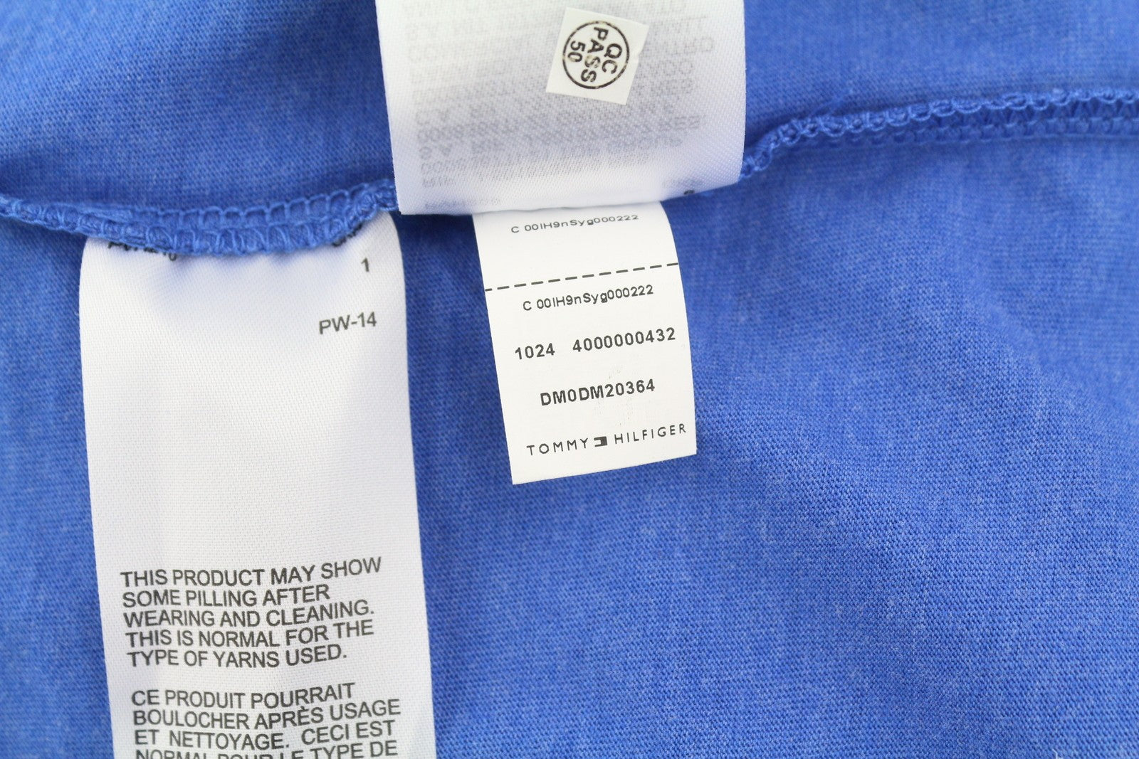 TOMMY HILFIGER Slim Jaspe Men T-Shirt 2XL Blue Melange V-Neck Short Sleeve