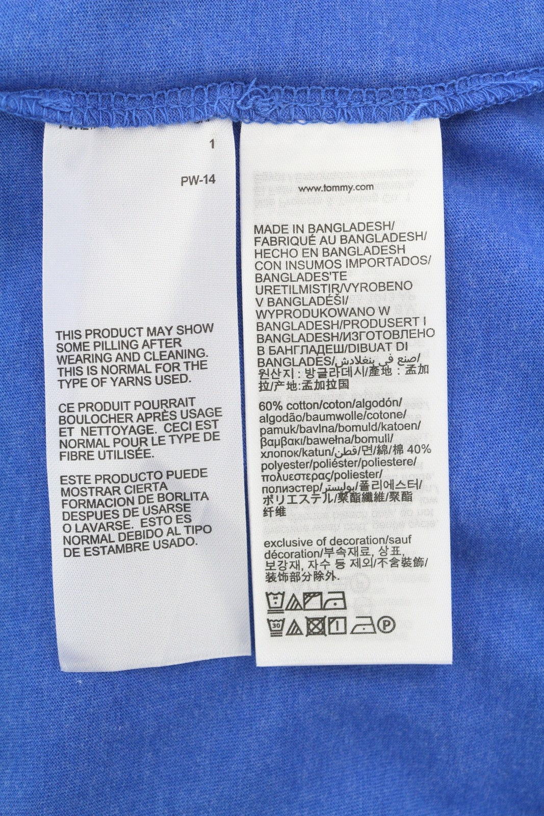 TOMMY HILFIGER Slim Jaspe Men T-Shirt M Blue Melange V-Neck Tricot Short Sleeve