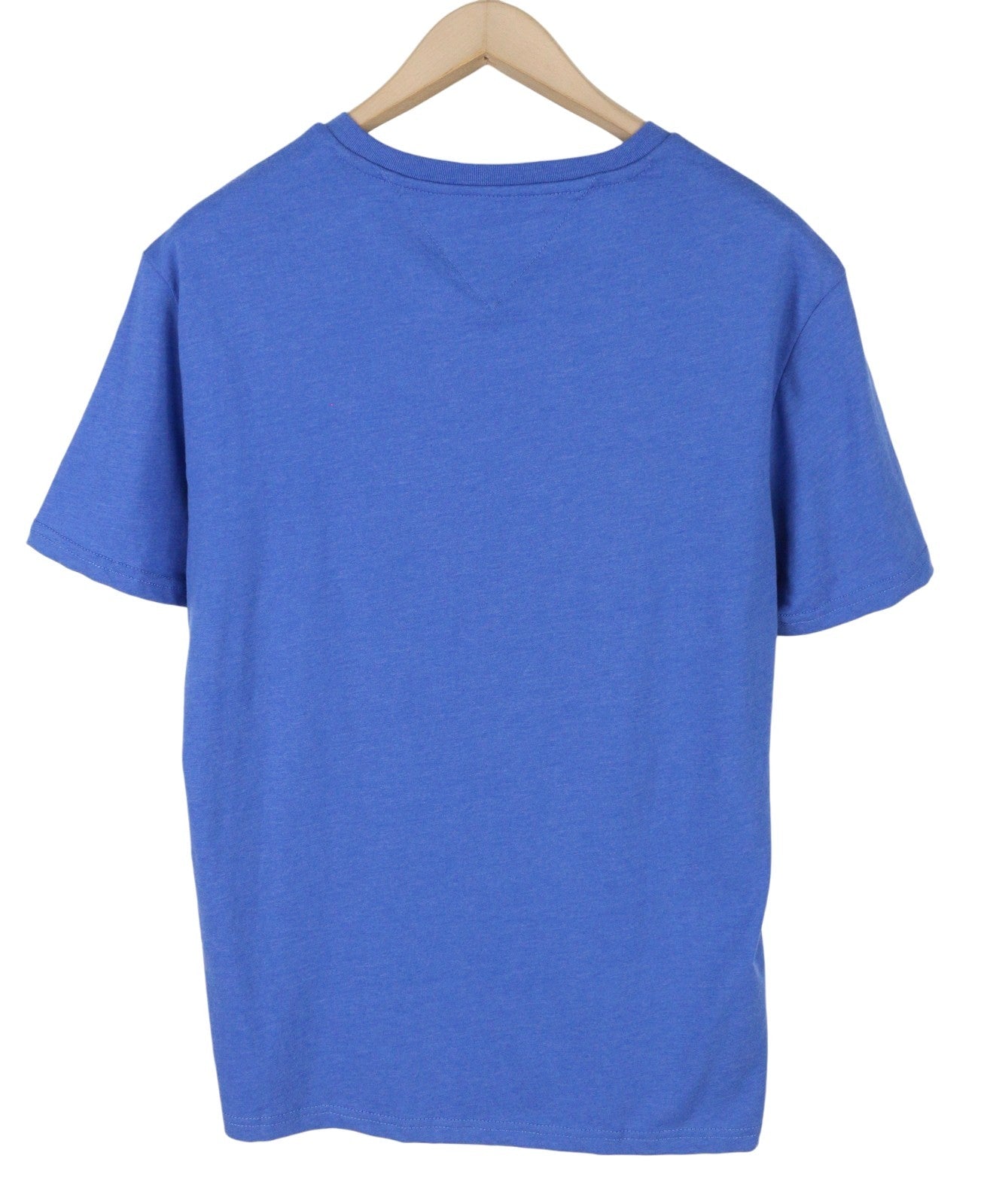 TOMMY HILFIGER Slim Jaspe Men T-Shirt L Blue Melange V-Neck Tricot Short Sleeve