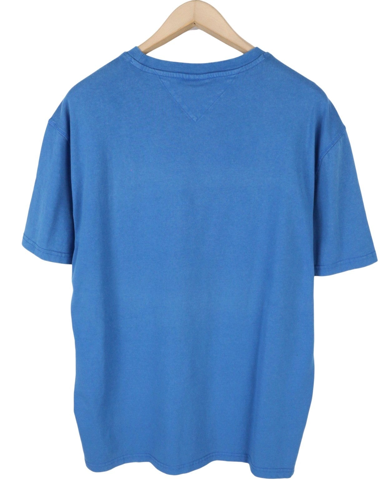 TOMMY HILFIGER Men T-Shirt XL Blue Crew Neck Front Logo Tricot Short Sleeve