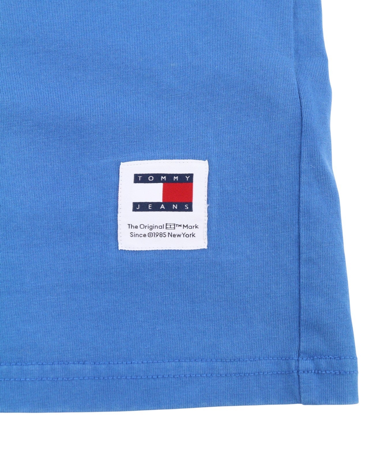 TOMMY HILFIGER Men T-Shirt XL Blue Crew Neck Front Logo Tricot Short Sleeve
