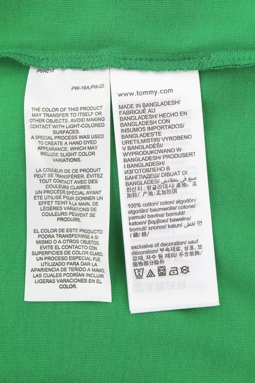 TOMMY HILFIGER Men T-Shirt L Green Crew Neck Front Logo Tricot Short Sleeve