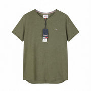TOMMY HILFIGER Slim Jaspe C Ne Men T-Shirt 2XL Olive Green Melange Crew Neck
