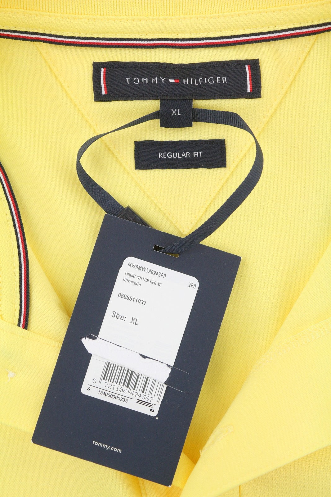 TOMMY HILFIGER Liquid Cotton Reg Men Polos XL Citronelia Regular Short Sleeve