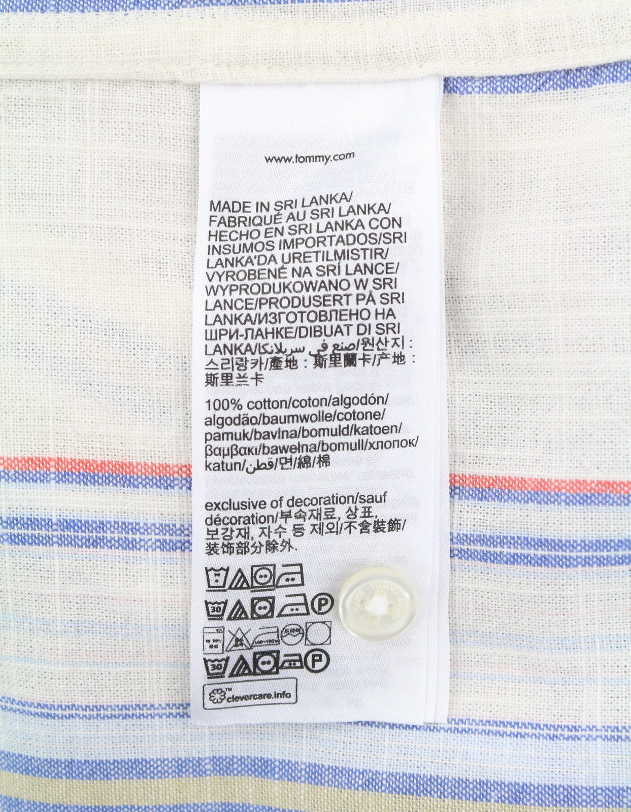 TOMMY HILFIGER Reg Slub Stripe Men Shirt 2XL Colourful Spread Neck Short Sleeve