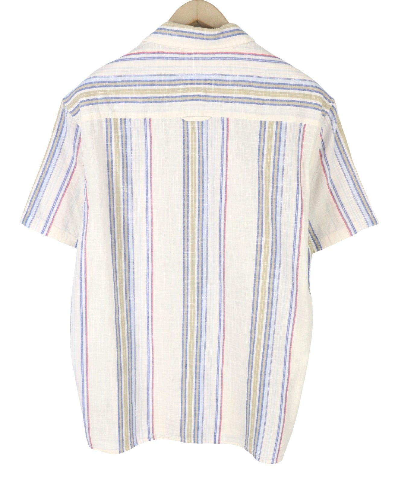 TOMMY HILFIGER Reg Slub Stripe Men Shirt M Colourful Spread Neck Short Sleeve