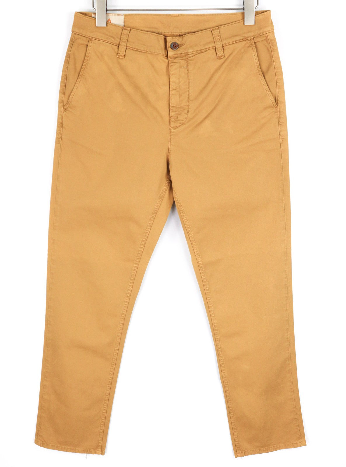 NUDIE JEANS Easy Alvin Men's W32/L30 Camel Chino Slim Fit Zip Pocket Trousers