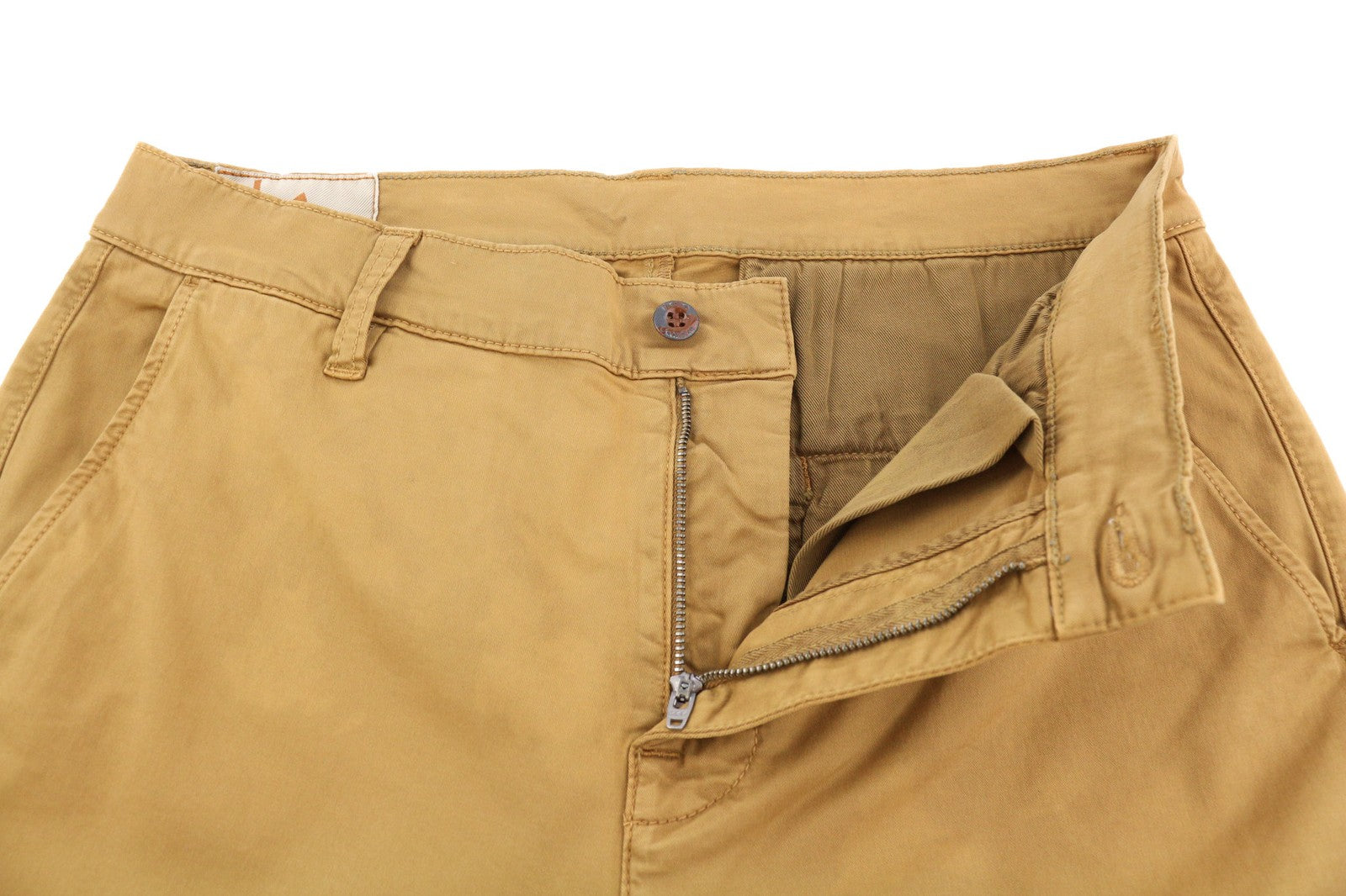 NUDIE JEANS Easy Alvin Men's W32/L30 Camel Chino Slim Fit Zip Pocket Trousers