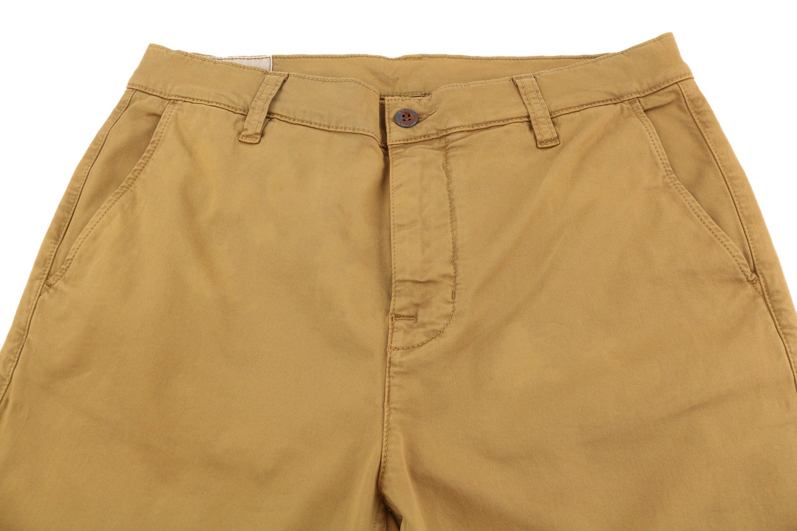 NUDIE JEANS Easy Alvin Men's W32/L30 Camel Chino Slim Fit Zip Pocket Trousers
