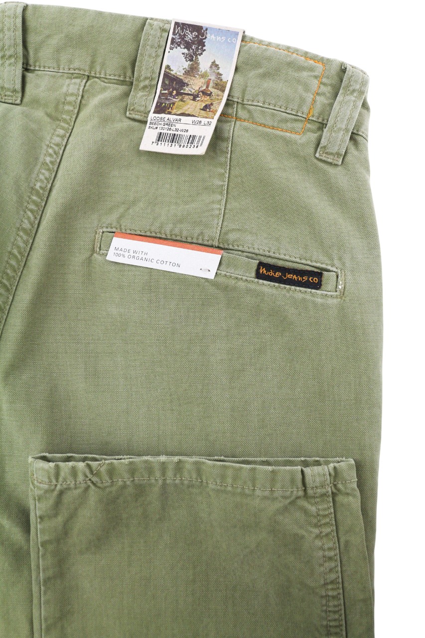 NUDIE JEANS Loose Alvar Women's W26/L32 Beech Green Washed Button Jeans