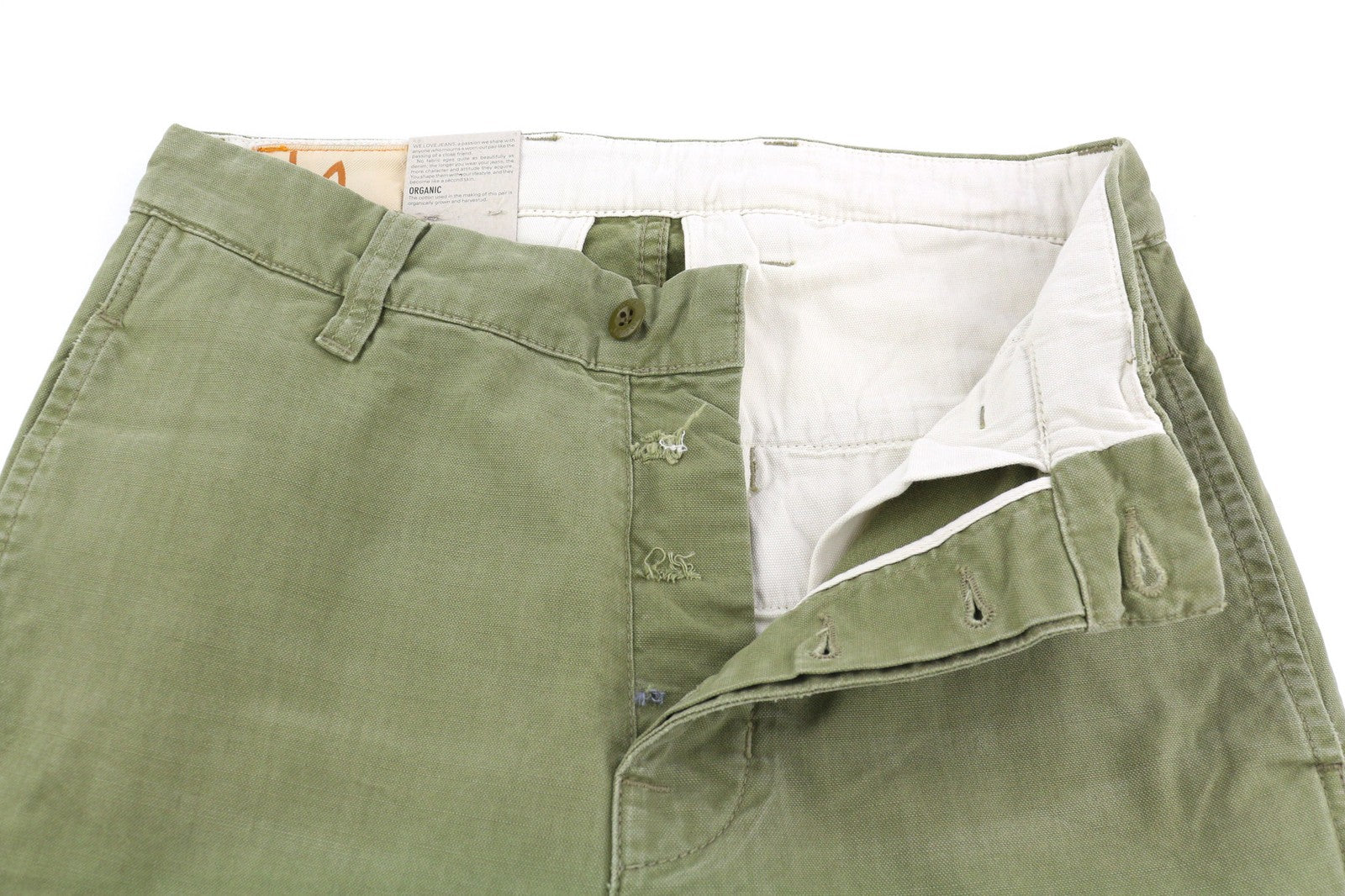 NUDIE JEANS Loose Alvar Men's W28/L32 Beech Green Washed Button Casual Jeans