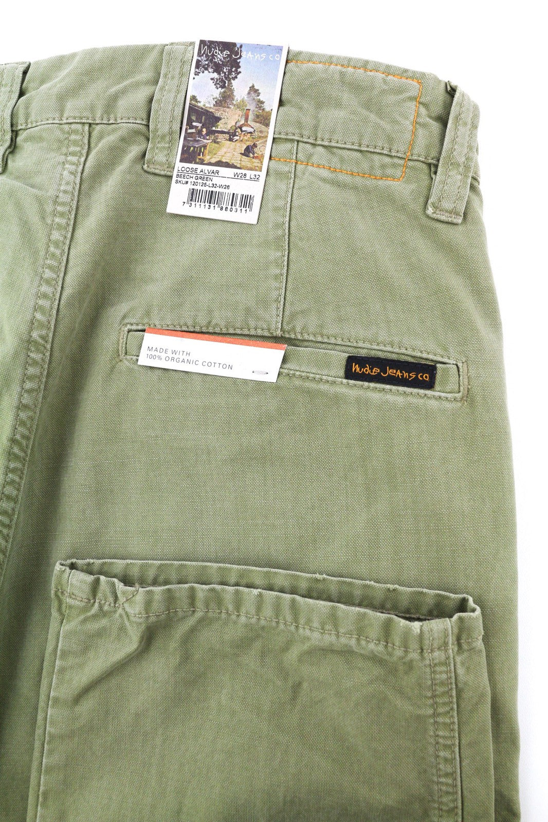 NUDIE JEANS Loose Alvar Men's W28/L32 Beech Green Washed Button Casual Jeans