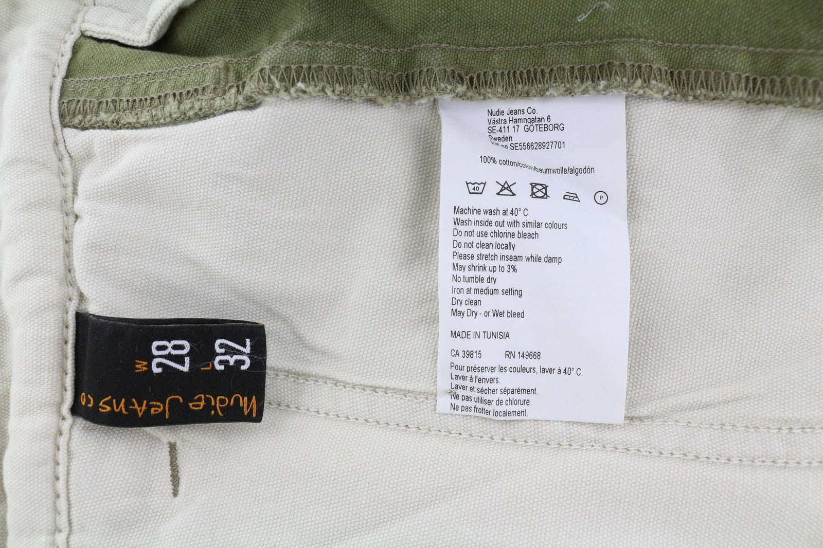 NUDIE JEANS Loose Alvar Men's W28/L32 Beech Green Washed Button Casual Jeans