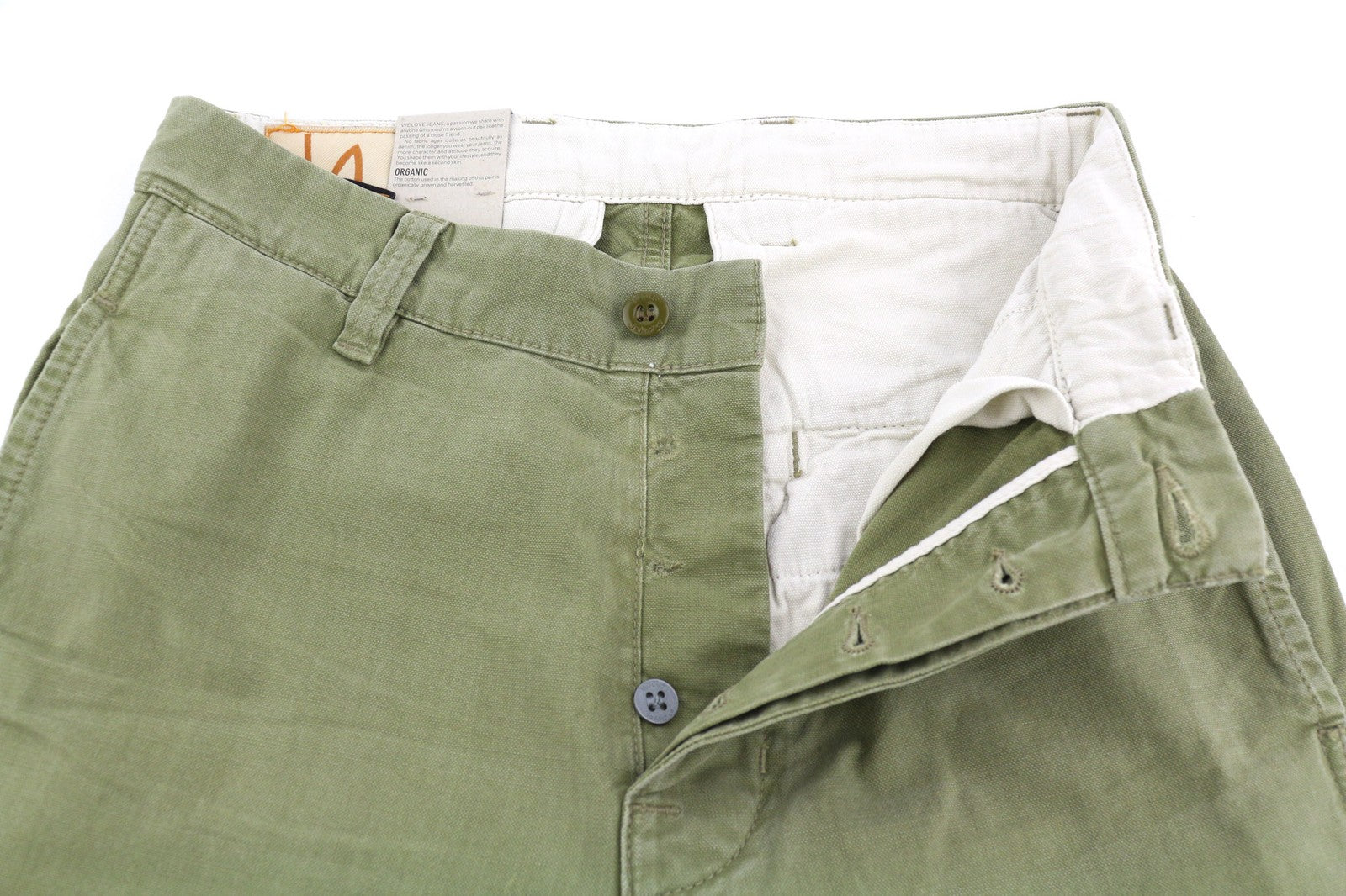 NUDIE JEANS Loose Alvar Women's W27/L32 Beech Green Washed Button Denim