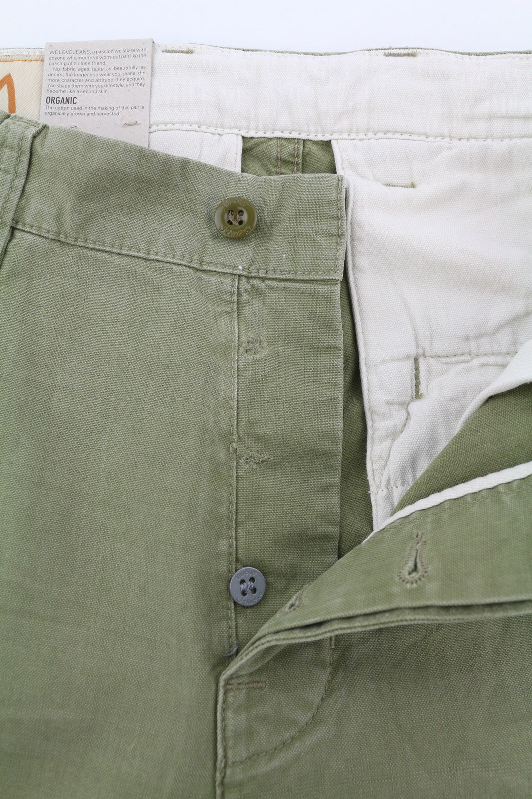 NUDIE JEANS Loose Alvar Women's W27/L32 Beech Green Washed Button Denim