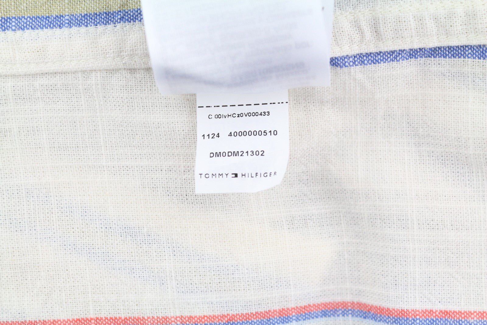 TOMMY HILFIGER Reg Slub Stripe Men Shirt L Colourful Spread Neck Short Sleeve