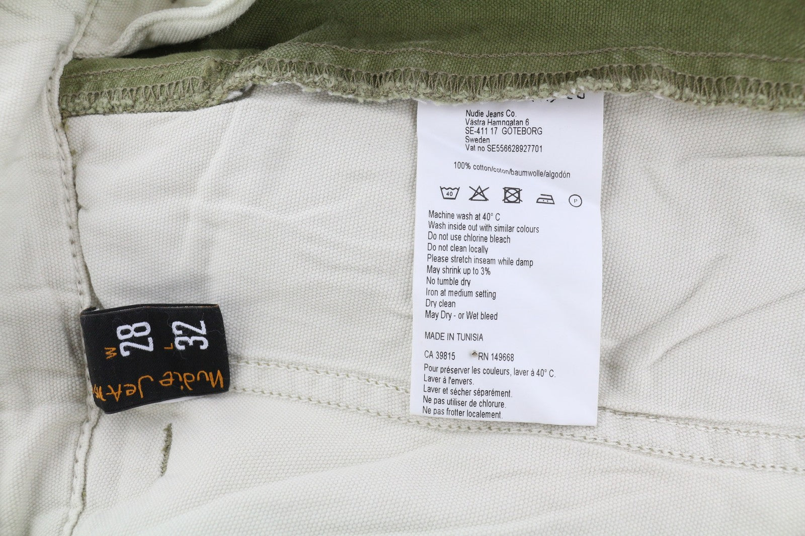 NUDIE JEANS Loose Alvar Men's W28/L32 Beech Green Washed Button Denim