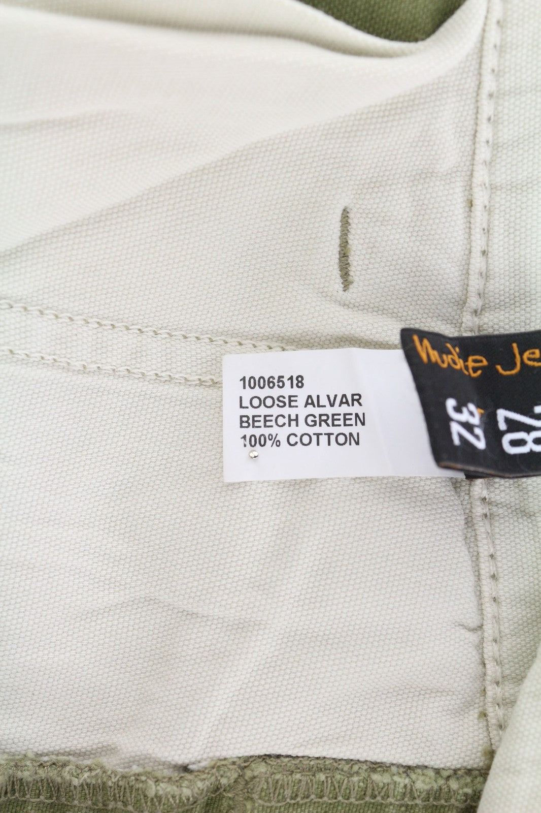 NUDIE JEANS Loose Alvar Men's W28/L32 Beech Green Washed Button Denim