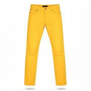 NUDIE JEANS Super Slim Kim Men's W28/L33 Yellow Denim Slim Fit Zip Logo Jeans