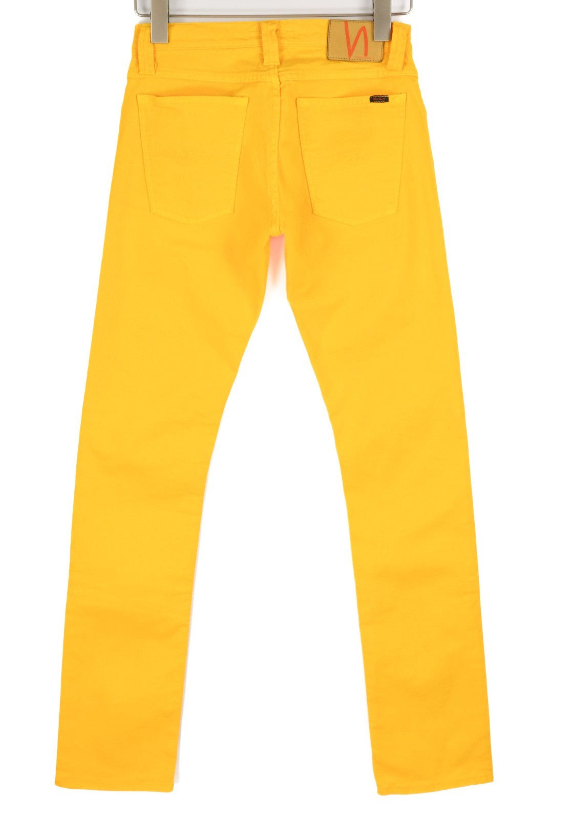 NUDIE JEANS Super Slim Kim Men's W28/L33 Yellow Denim Slim Fit Zip Logo Jeans