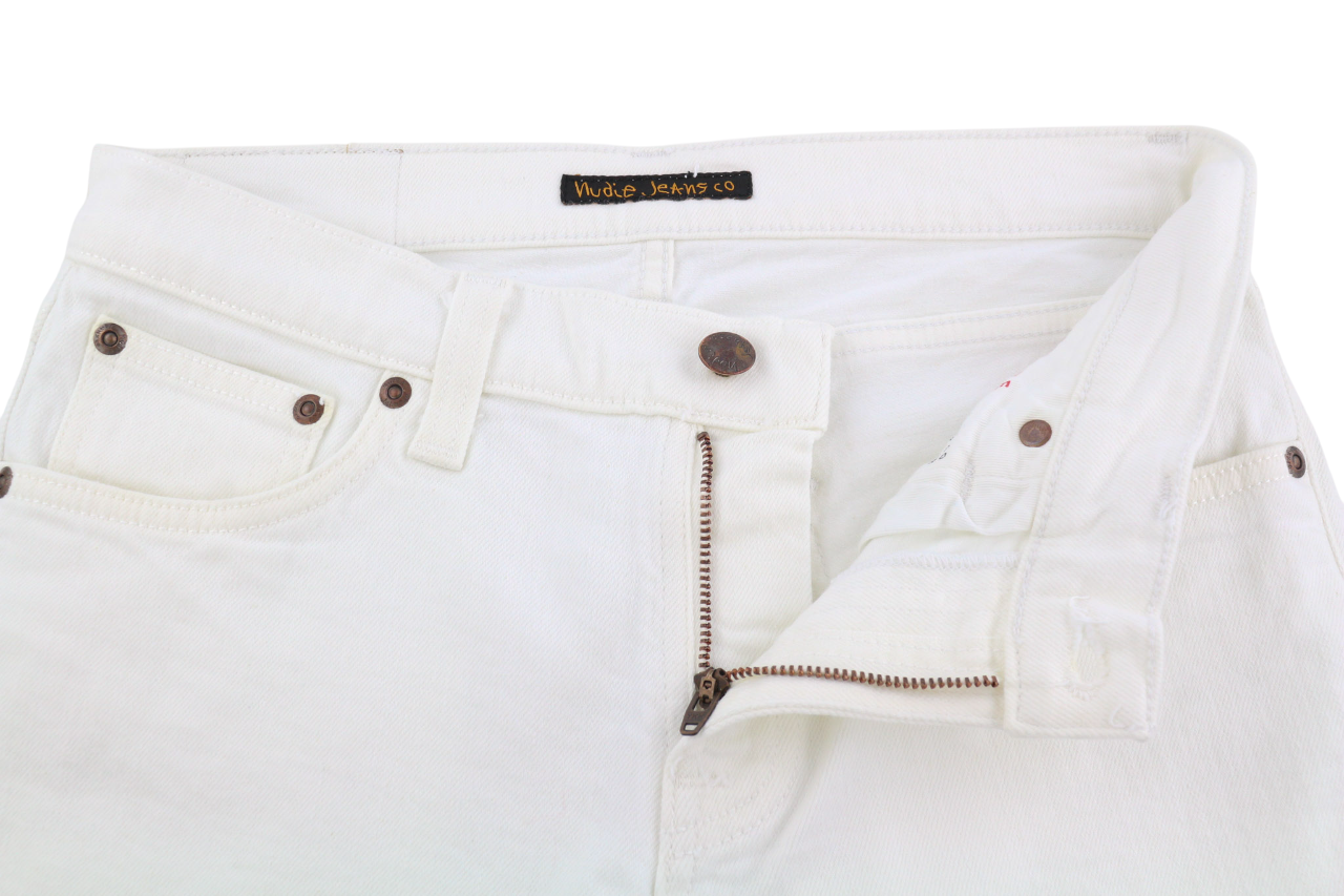 NUDIE JEANS Long John Men's W28/L32 Blazing White Organic Slim Denim Jeans