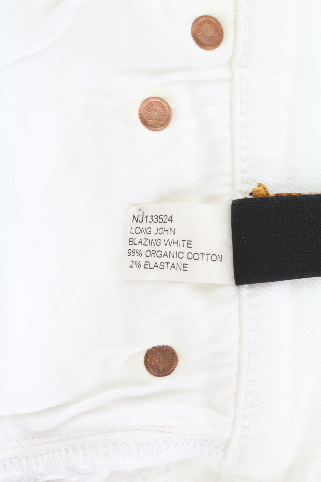 NUDIE JEANS Long John Men's W28/L32 Blazing White Organic Slim Denim Jeans