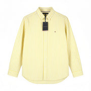 TOMMY HILFIGER THFlex Poplin Bold Men Shirt L Yellow Striped Button-Down Neck