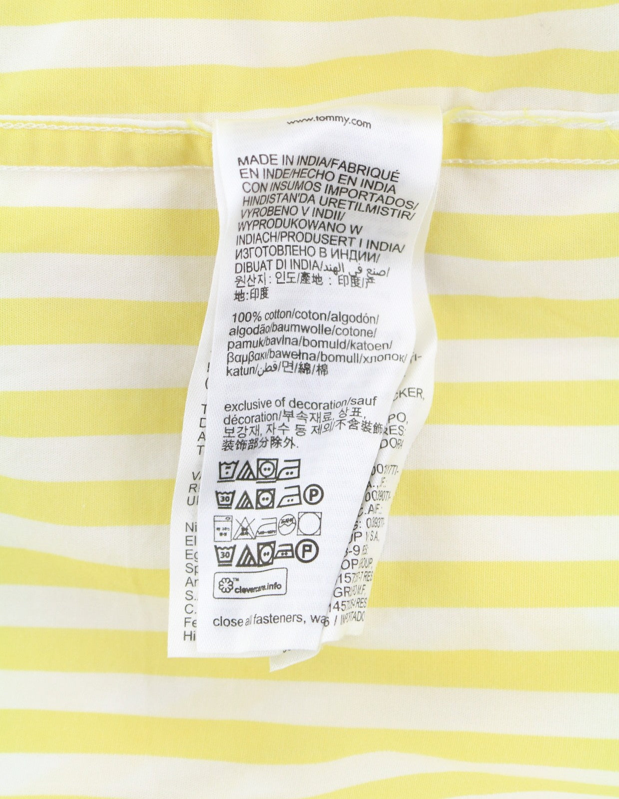 TOMMY HILFIGER THFlex Poplin Bold Men Shirt L Yellow Striped Button-Down Neck