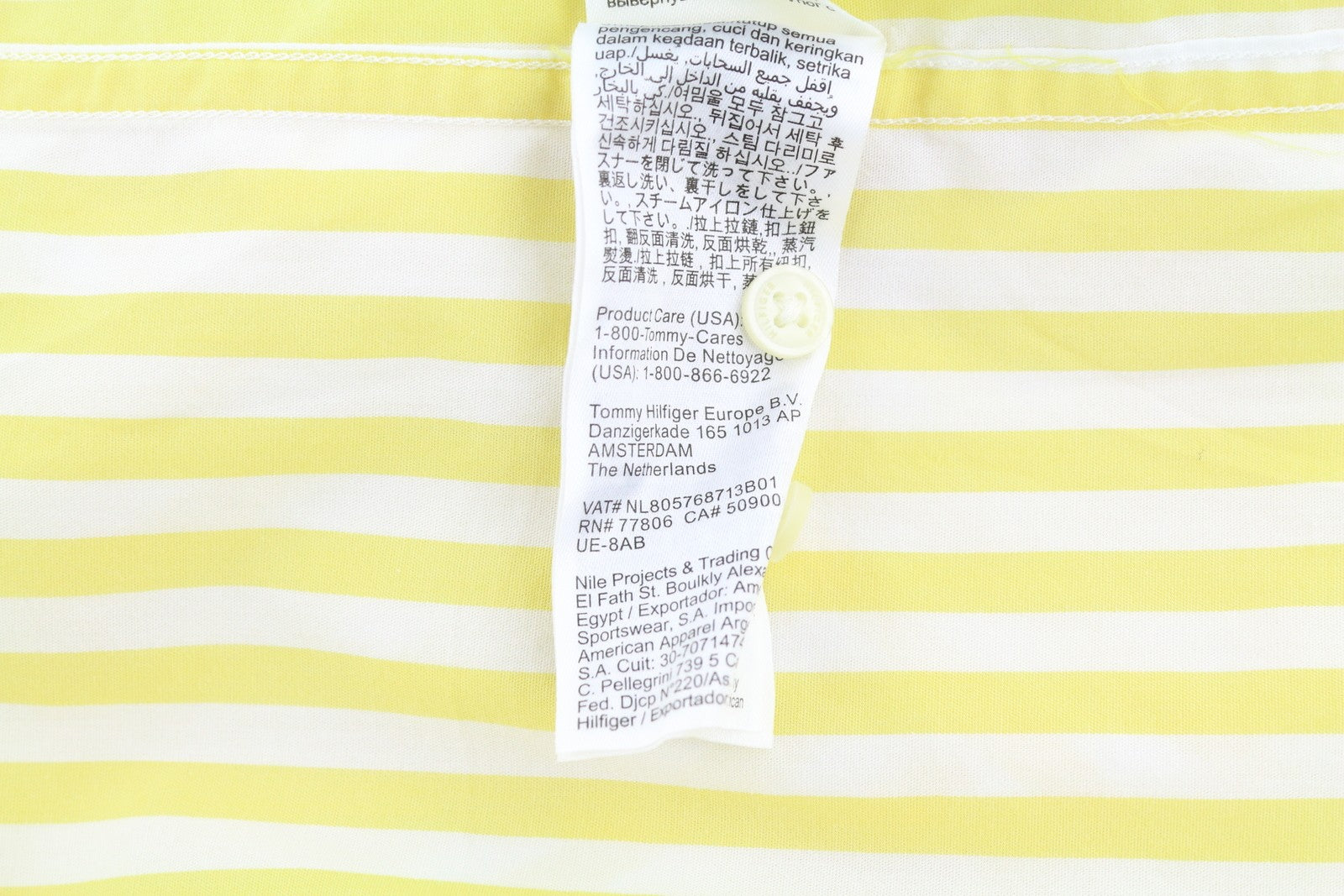TOMMY HILFIGER THFlex Poplin Bold Men Shirt L Yellow Striped Button-Down Neck