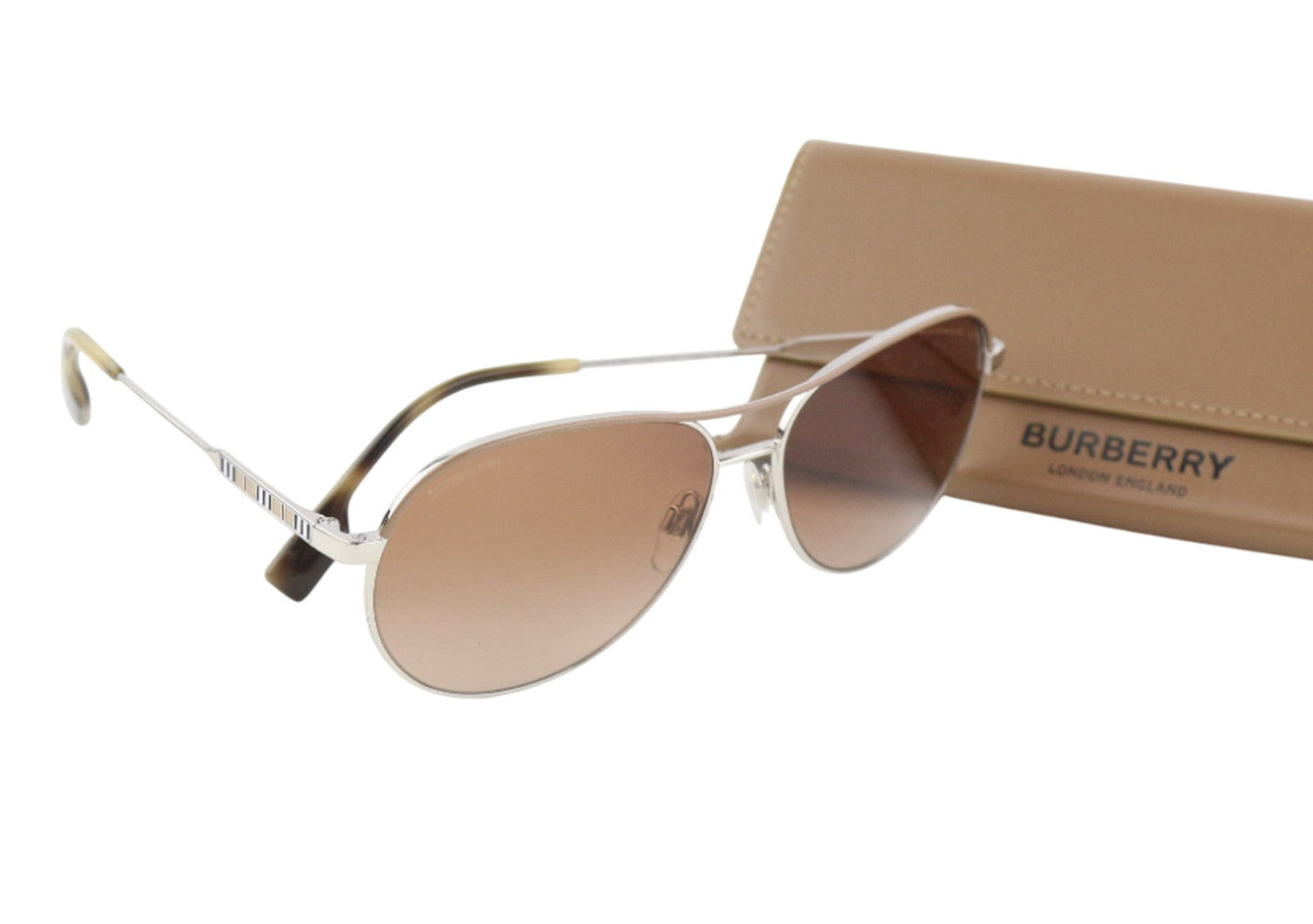 BURBERRY Tara Women's Sunglasses One Size Silver Frame Casual Case Box