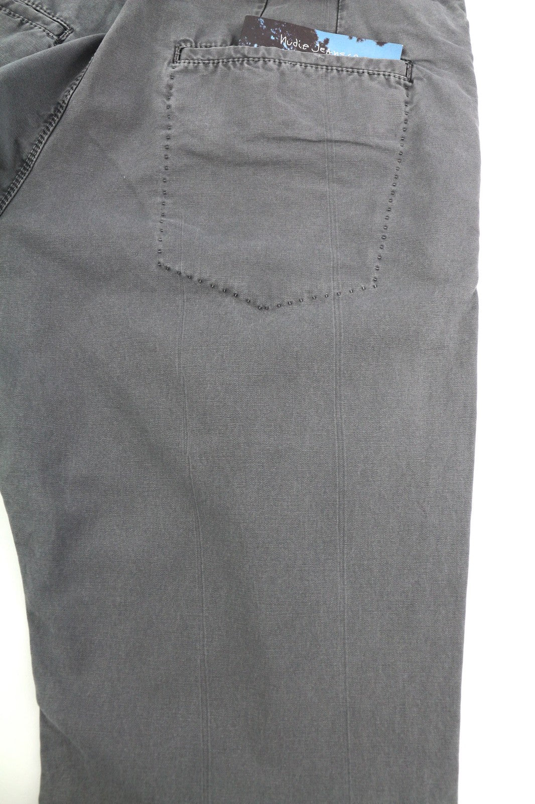 NUDIE JEANS Grey Khaki Men's Trousers W30/L34 Sail Cloth Canvas Look Buttoned